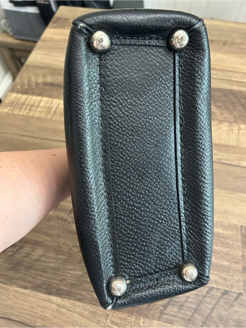 Vintage Black Pebbled Leather Mini Doctors Satchel - Mid Century Gladstone Frame - Picture 6 of 16
